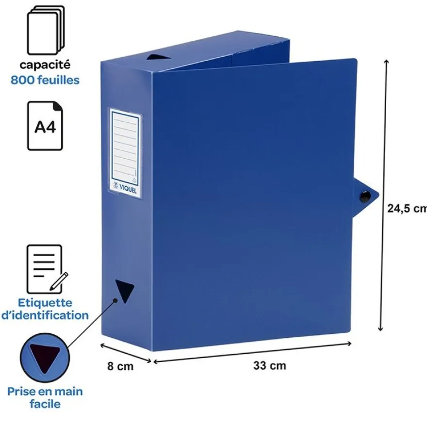 Viquel - Boîte de classement plastique - dos 80 mm - disponible dans différentes couleurs