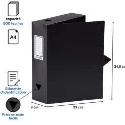 Viquel - Boîte de classement plastique - dos 80 mm - disponible dans différentes couleurs