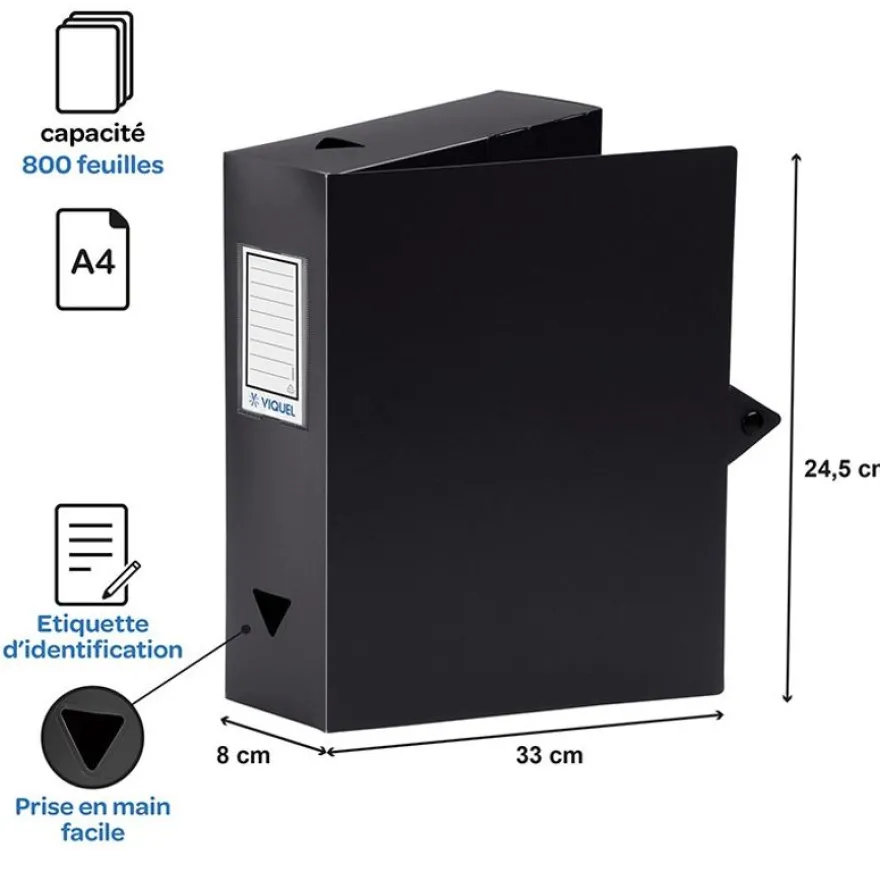 Viquel - Boîte de classement plastique - dos 80 mm - disponible dans différentes couleurs