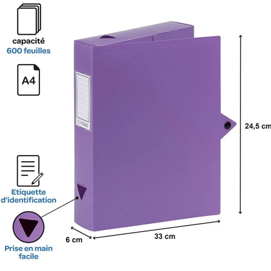 Viquel - Boîte de classement plastique - dos 60 mm - disponible dans différentes couleurs pastels