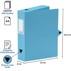 Viquel - Boîte de classement plastique - dos 60 mm - disponible dans différentes couleurs pastels
