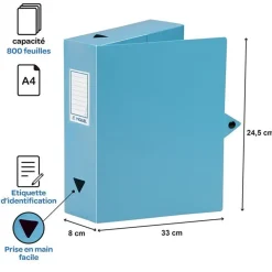 Viquel - Boîte de classement plastique - dos 80 mm - disponible dans différentes couleurs pastels