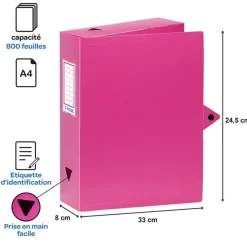 Viquel - Boîte de classement plastique - dos 80 mm - disponible dans différentes couleurs pastels