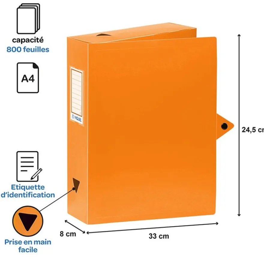 Viquel - Boîte de classement plastique - dos 80 mm - disponible dans différentes couleurs pastels