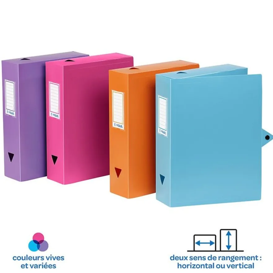 Viquel - Boîte de classement plastique - dos 80 mm - disponible dans différentes couleurs pastels