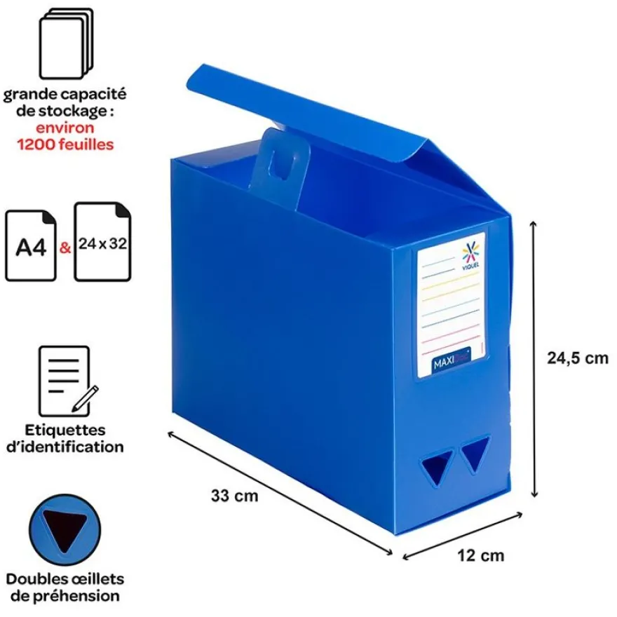 Viquel - Boîte de classement plastique - dos 120 mm - disponible dans différentes couleurs