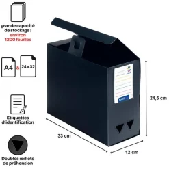 Viquel - Boîte de classement plastique - dos 120 mm - disponible dans différentes couleurs