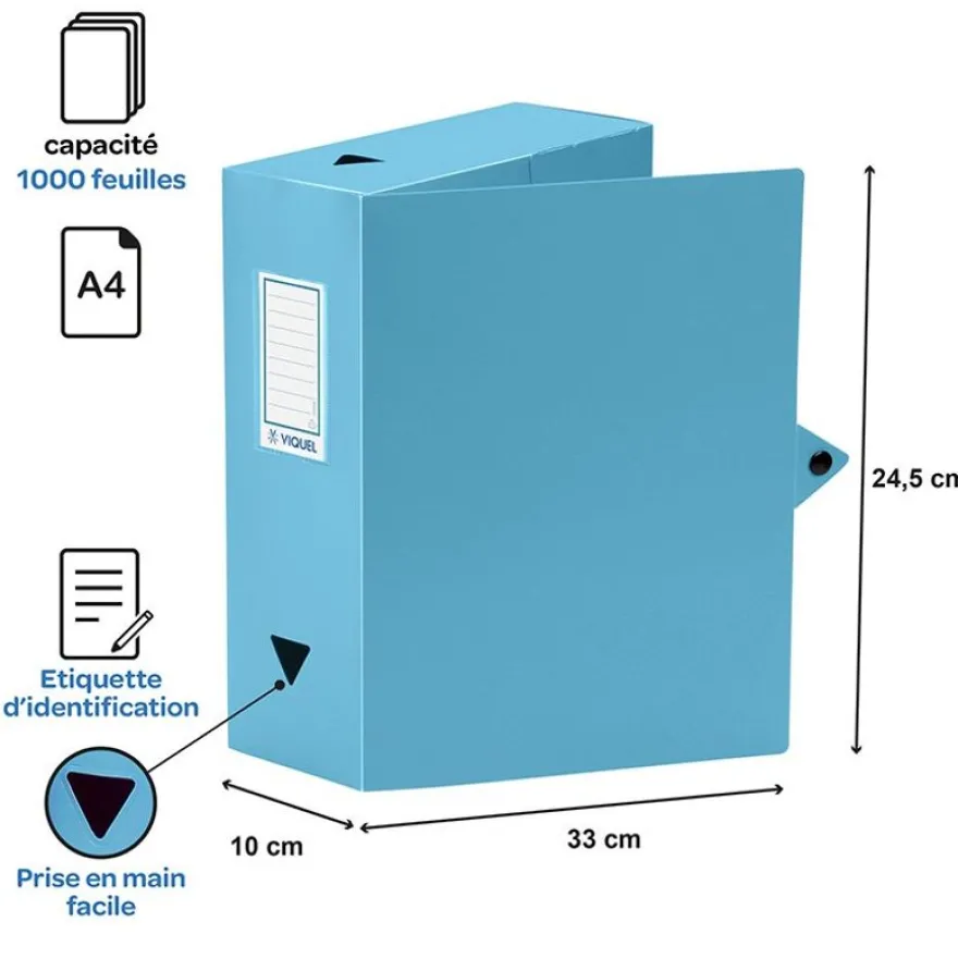 Viquel - Boîte de classement plastique - dos 100 mm - disponible dans différentes couleurs pastels