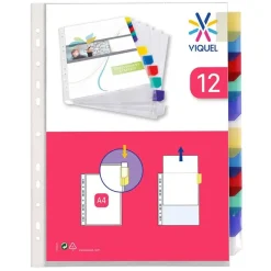 Viquel - Pochette intercalaire 12 positions - A4 - polypropylène