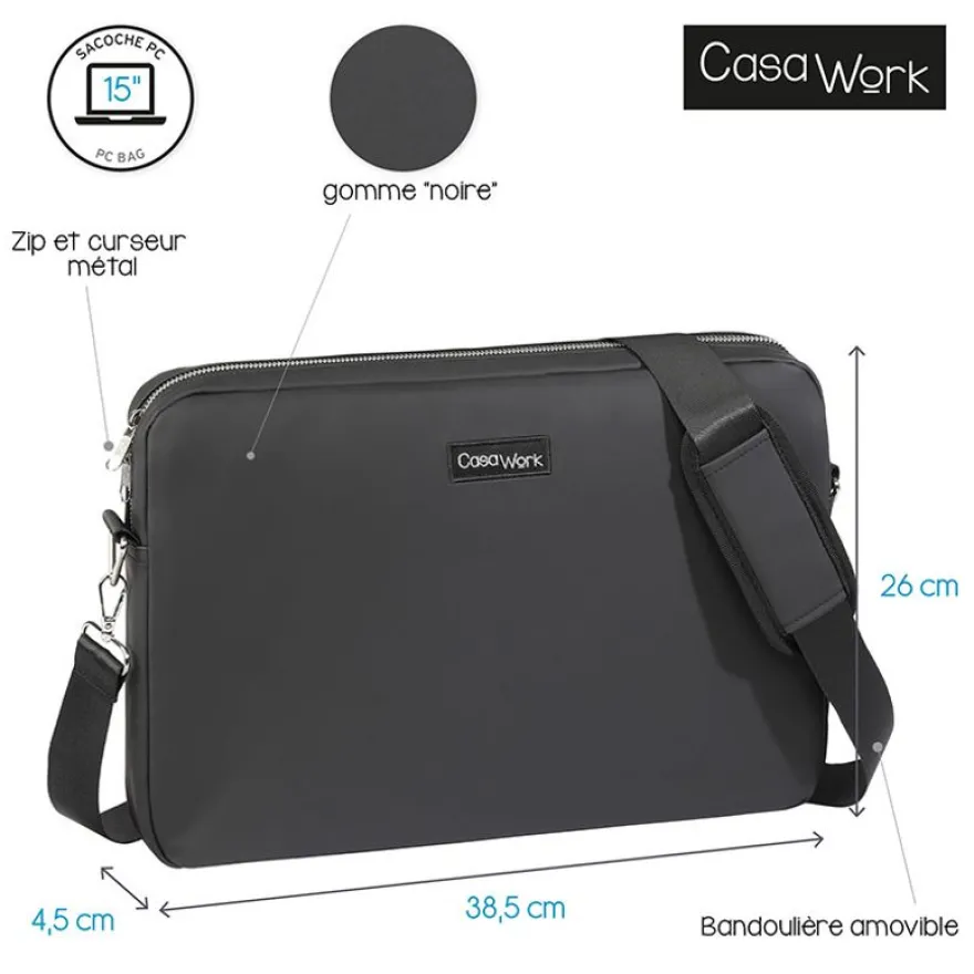 Viquel Casawork - Sacoche pour ordinateur portable 15″ - Gomme Noire