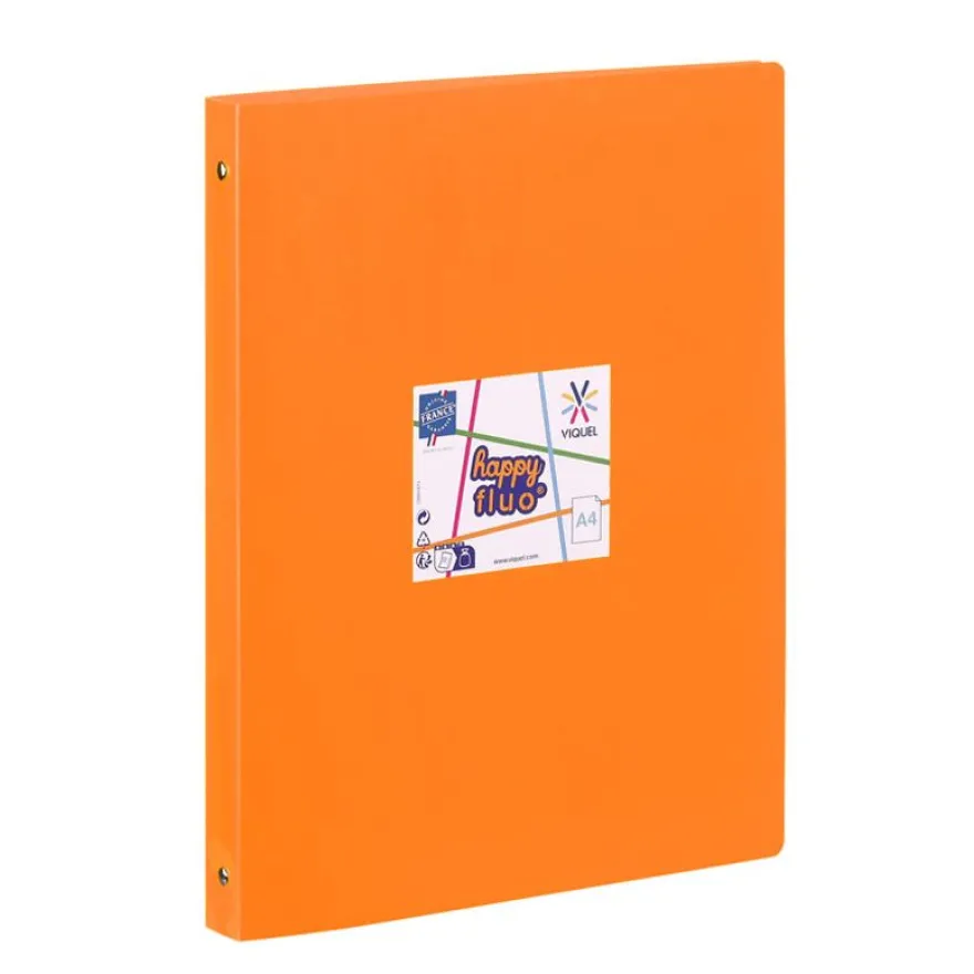 Viquel Happy Fluo - Classeur 4 anneaux - Dos 25 mm - A4 - disponible dans différentes couleurs