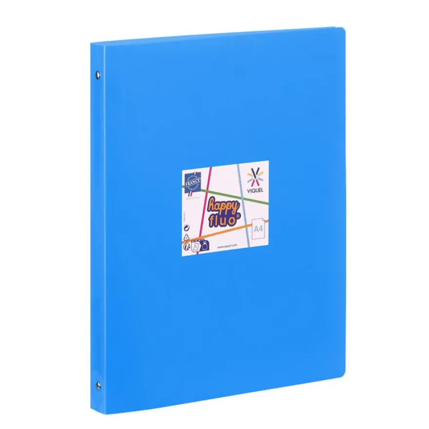 Viquel Happy Fluo - Classeur 4 anneaux - Dos 25 mm - A4 - disponible dans différentes couleurs