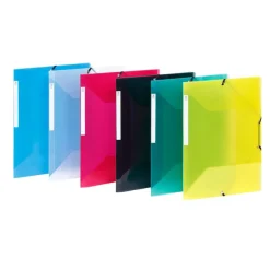 Viquel Propyglass - Chemise polypro à rabats avec étiquette tranche - A4 - disponible dans différentes couleurs