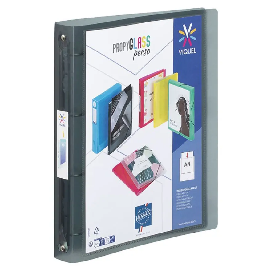 Viquel Propyglass - Classeur à anneaux personnalisable - Dos 35 mm - A4 - disponible dans différentes couleurs