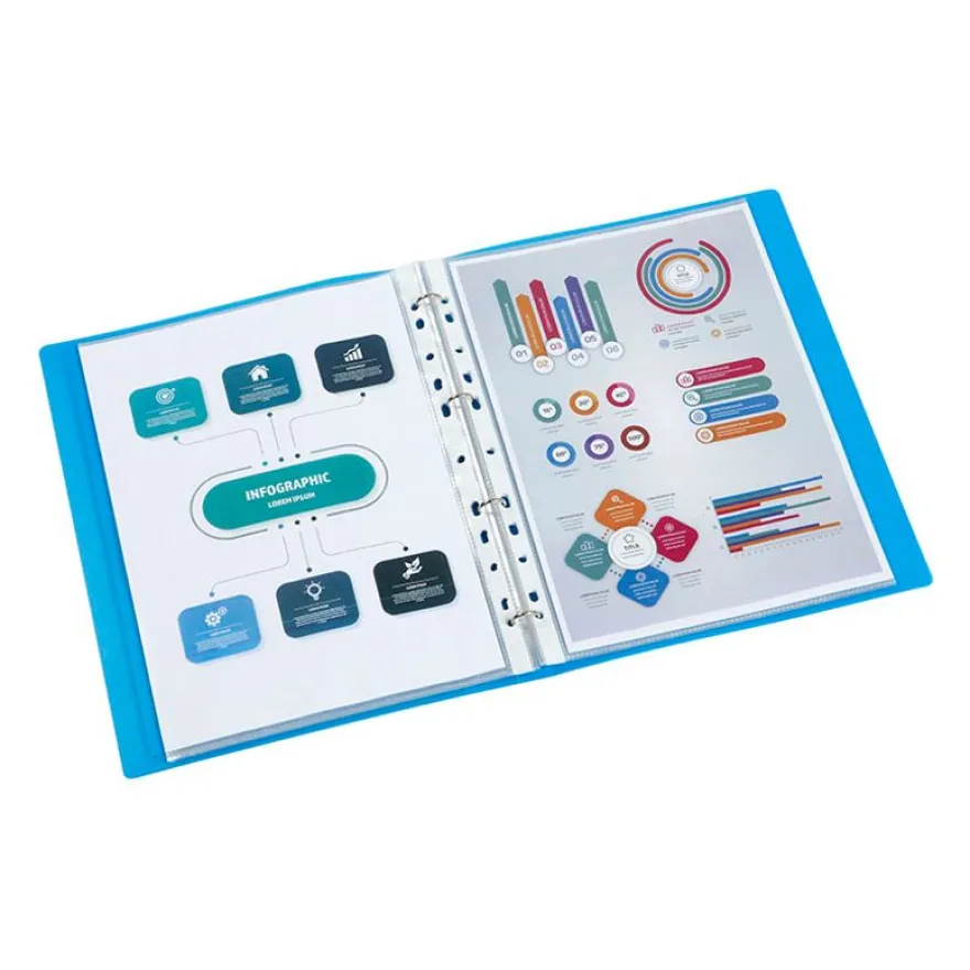 Viquel Propyglass - Classeur à anneaux personnalisable - Dos 25 mm - A4 - bleu
