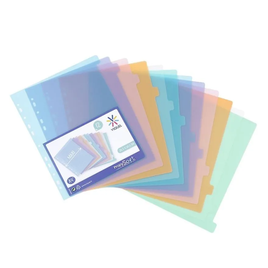 Viquel Propysoft - Intercalaire 12 positions - A4 Maxi - polypropylène coloré