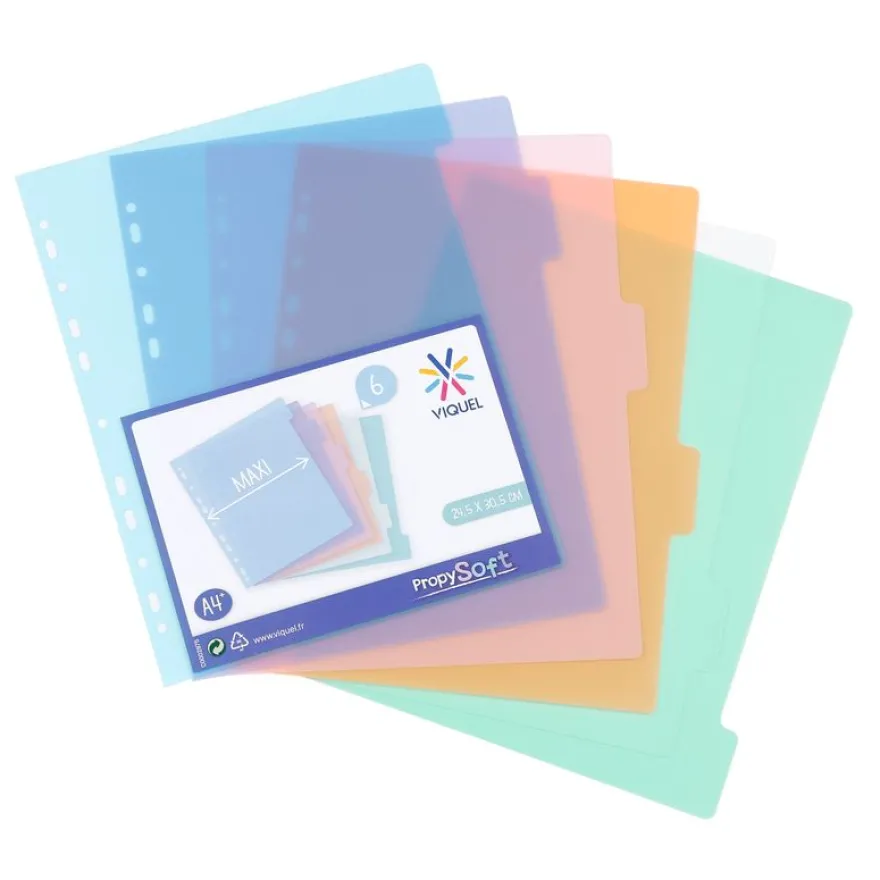 Viquel Propysoft - Intercalaire 6 positions - A4 Maxi - polypropylène coloré