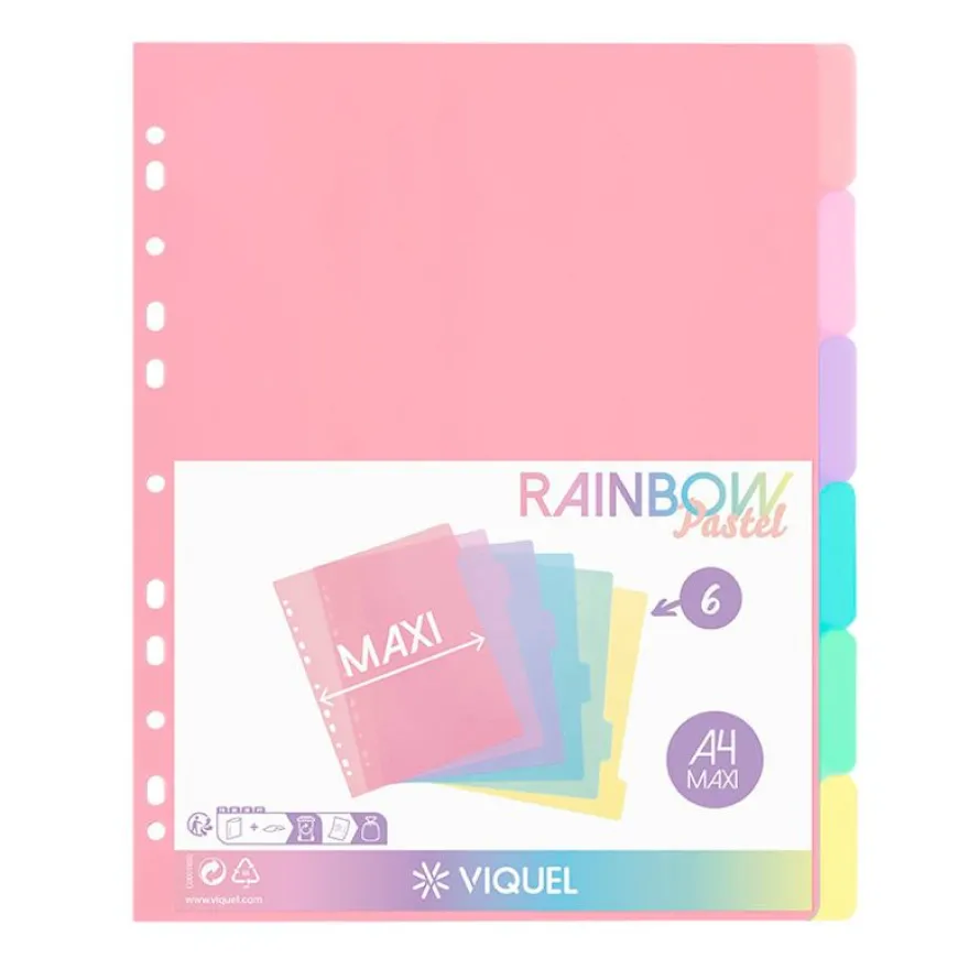 Viquel Rainbow Pastel - Intercalaire 6 positions - A4 Maxi