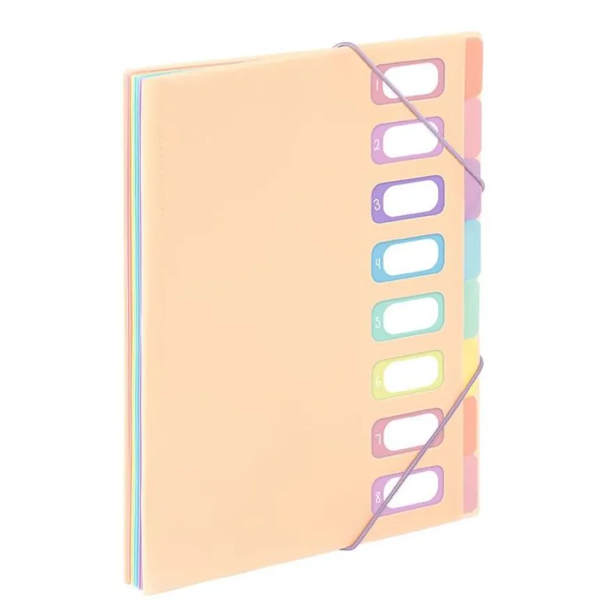 Viquel Rainbow Pastel - trieur à soufflet - 8 positions - pour A4 - à onglets - disponible en différents coloris