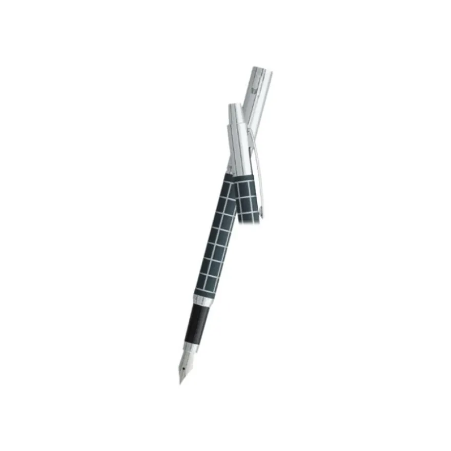 Vuarnet Swing Quadrillé - Stylo plume bleu satiné