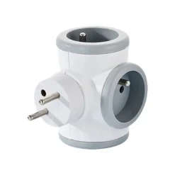 WATT & CO - Multiprise triplite rotative - blanc/gris