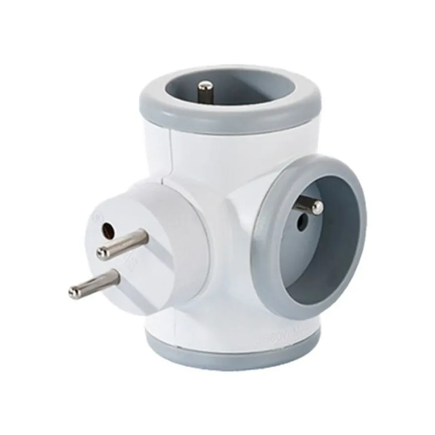 WATT & CO - Multiprise triplite rotative - blanc/gris