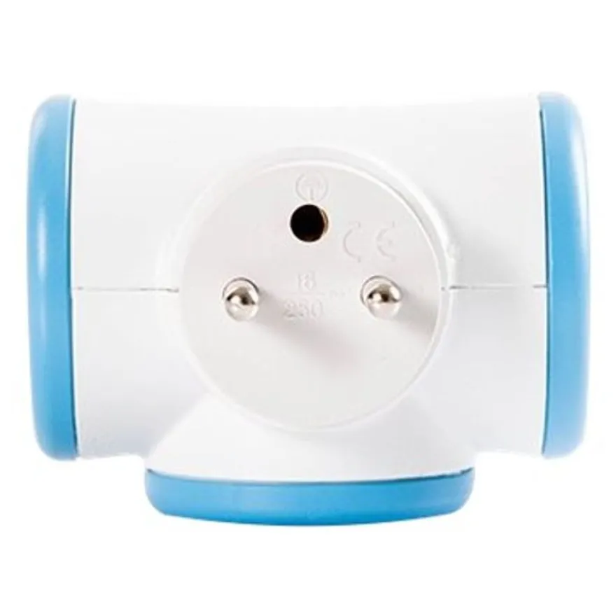 WATT & CO - multiprise triplite rotative - blanc/bleu