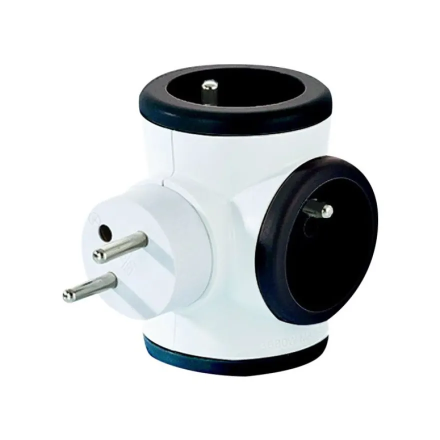 WATT & CO - Multiprise triplite rotative - blanc/noir