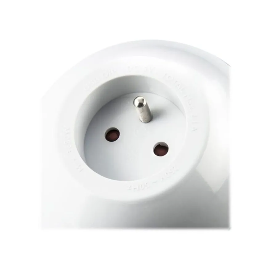 WATT & CO WATTBALL - Multiprise 3 prises - 2 prises 16A + 1 prise 6A + 2 USB - blanc/bleu