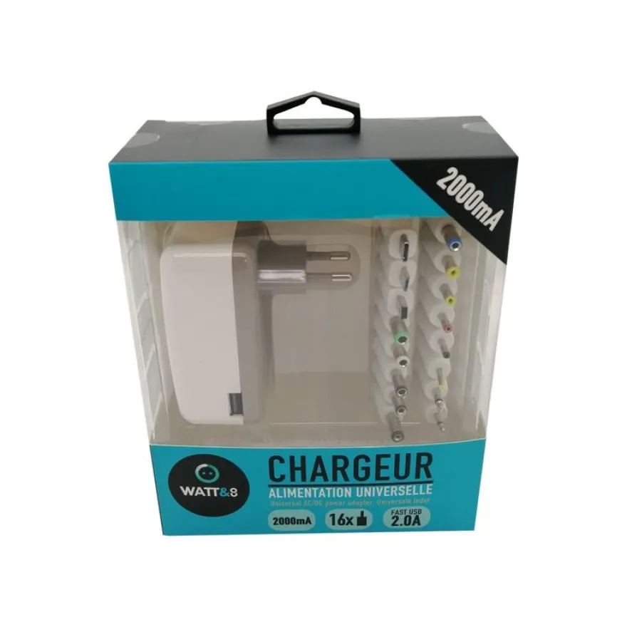 Watt&Co - chargeur secteur universel pour samrtphone - 1 USB + 16 connectiques