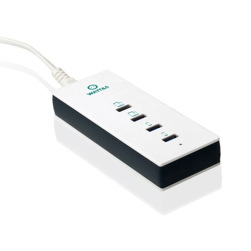 Watt&Co - Chargeur secteur réversible ultra rapide - 4 ports USB