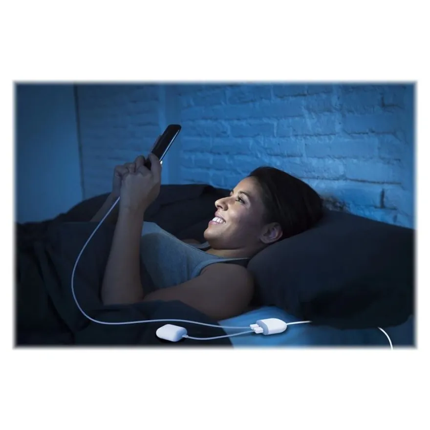 Watt&Co - chargeur secteur pour smartphone avec 3m de câble - 2USB - blanc