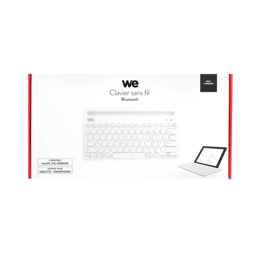 We - Clavier Bluetooth universel avec fonction support pour tablette/smartphone - blanc