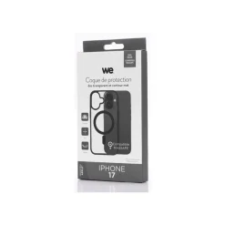 WE - Coque de protection pour Apple iPhone 17 - compatibilité avec MagSafe - transparent (arrière), contour noir