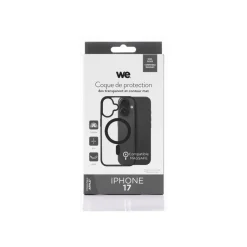 WE - Coque de protection pour Apple iPhone 17 - compatibilité avec MagSafe - transparent (arrière), contour noir