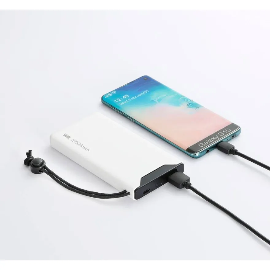 We - Powerbank / batterie de secours - 10000 mAh - port USB-A +1 port USB-C / 18W - blanc