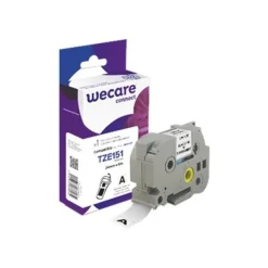 Wecare connect - Ruban d'étiquettes auto-adhésives pour Brother TZE151 - 1 rouleau (24 mm x 8 m) - fond transparent écriture noire