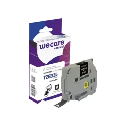 Wecare ruban d'étiquette compatible Brother TZE335 - 1 rouleau (1,2 cm x 8 m) - fond noir écriture blanche