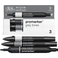 WINSOR & NEWTON - ProMarker tons gris - marqueur double pointe - noir gris clair 4 gris clair 1 - encre à base de colorant d'alcool - large / petit