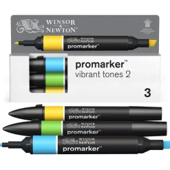 WINSOR & NEWTON - ProMarker tons vif 2 - marqueur double pointe - bleu ciel vert vif tournesol - encre à base de colorant d'alcool - large / petit