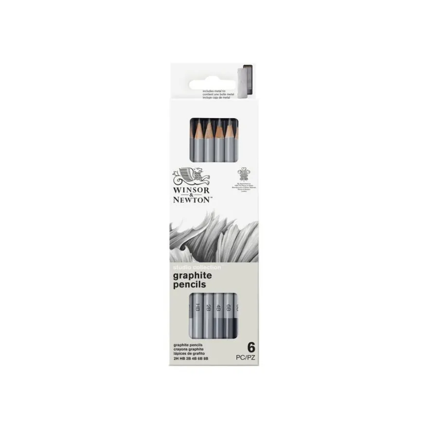Winsor & Newton Studio Collection - pack de 6 crayons - 2B, 2H, 4B, 6B, 8B, HB