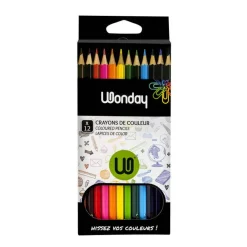 Wonday - 12 Crayons de couleur - pointe moyenne
