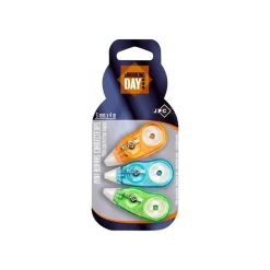 Wonday - 3 mini rollers de correction - 5 mm x 4 m - assortiment - bleu, vert, orange