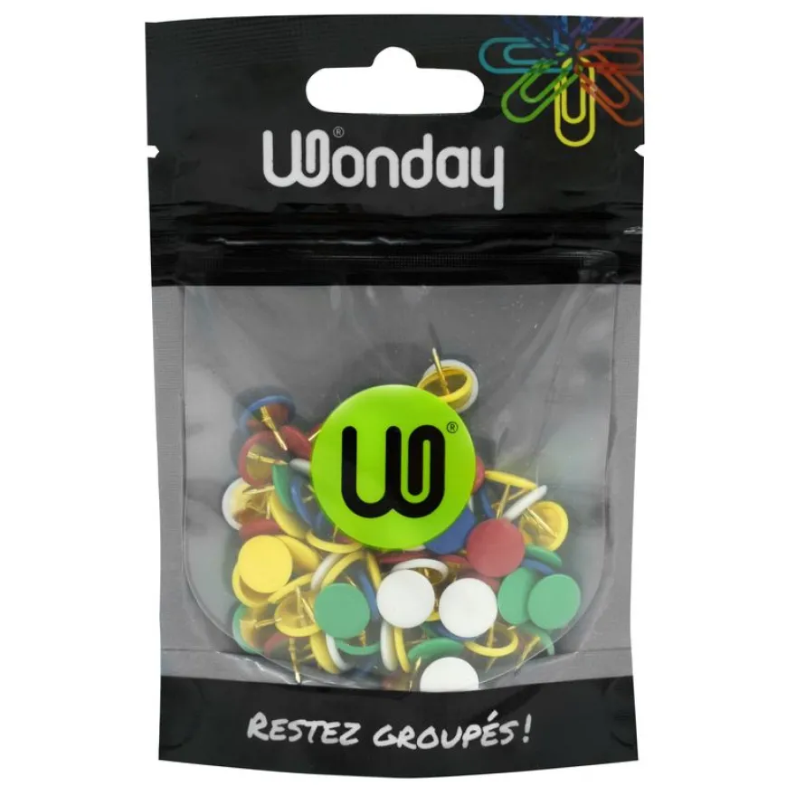 Wonday - 100 Punaises - couleurs assorties (sachet)
