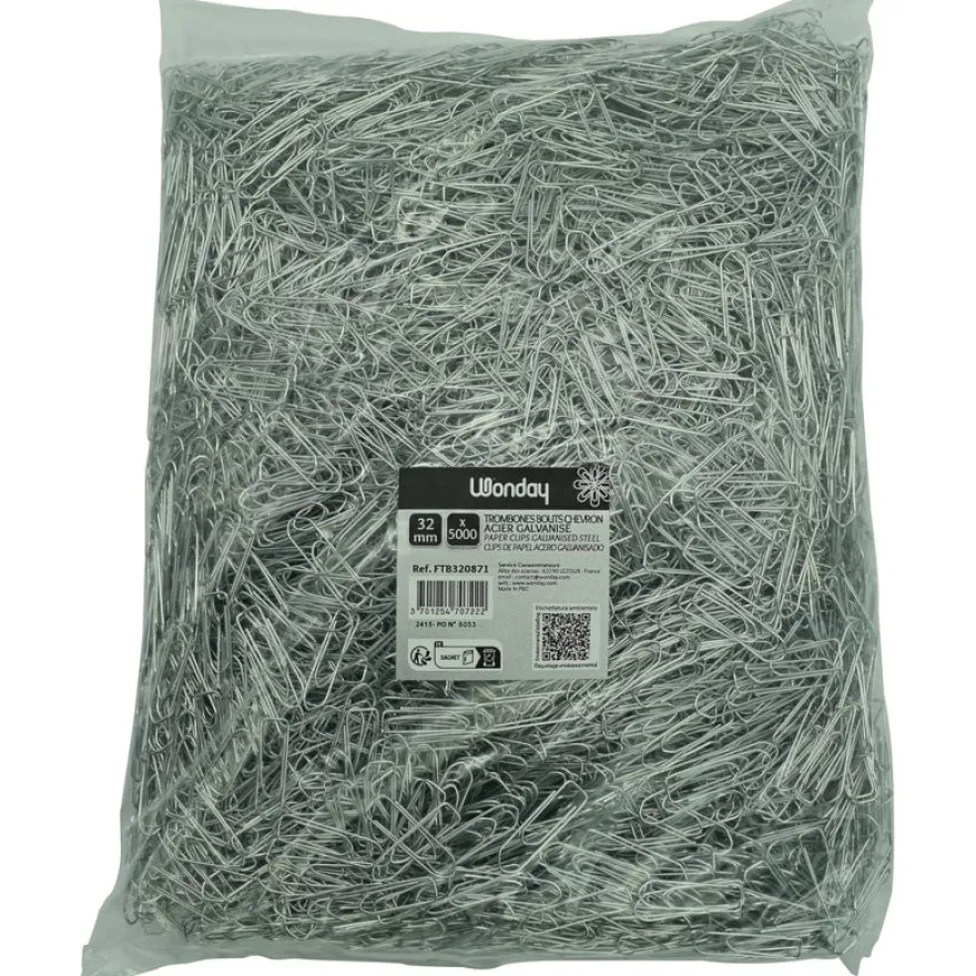 Wonday - 5000 trombones galvanisés - 32 mm - acier