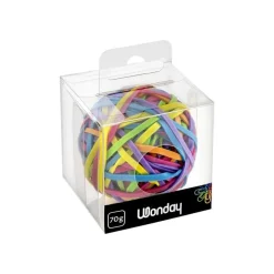Wonday - Boule d'élastiques en caoutchouc - 38 mm x 3 mm - 70 g - assortiment de couleurs fluorescentes