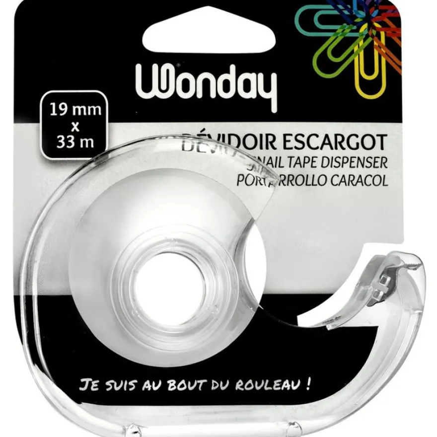 Wonday - Dévidoir pour ruban adhésif 19 mm x 33 m - transparent