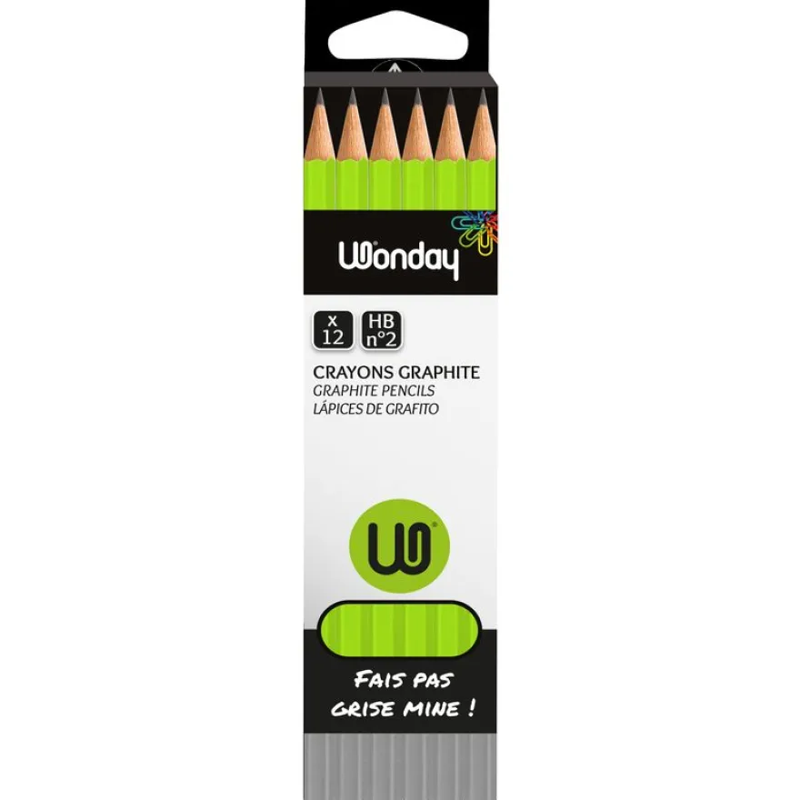 Wonday - Pack de 12 crayons à papier - HB STANDARD