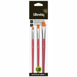 Wonday - Pack de 3 pinceaux plats - N° 6, 10, 14