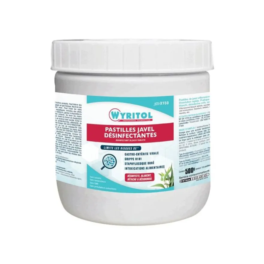 Wyritol - 150 Pastilles Javel effervescentes - eucalyptus